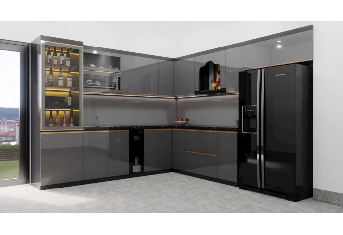 Tủ bếp nhựa cánh acrylic M39